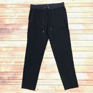 Theory Navy Blue Drawstring Waist Crepe Tapered Pull On Pants